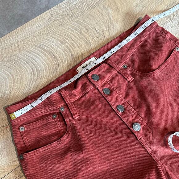 Madewell Cali Demi Button Fly Corduroy Pants Rust Orange 31 - Picture 9 of 10